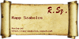 Rapp Szabolcs névjegykártya